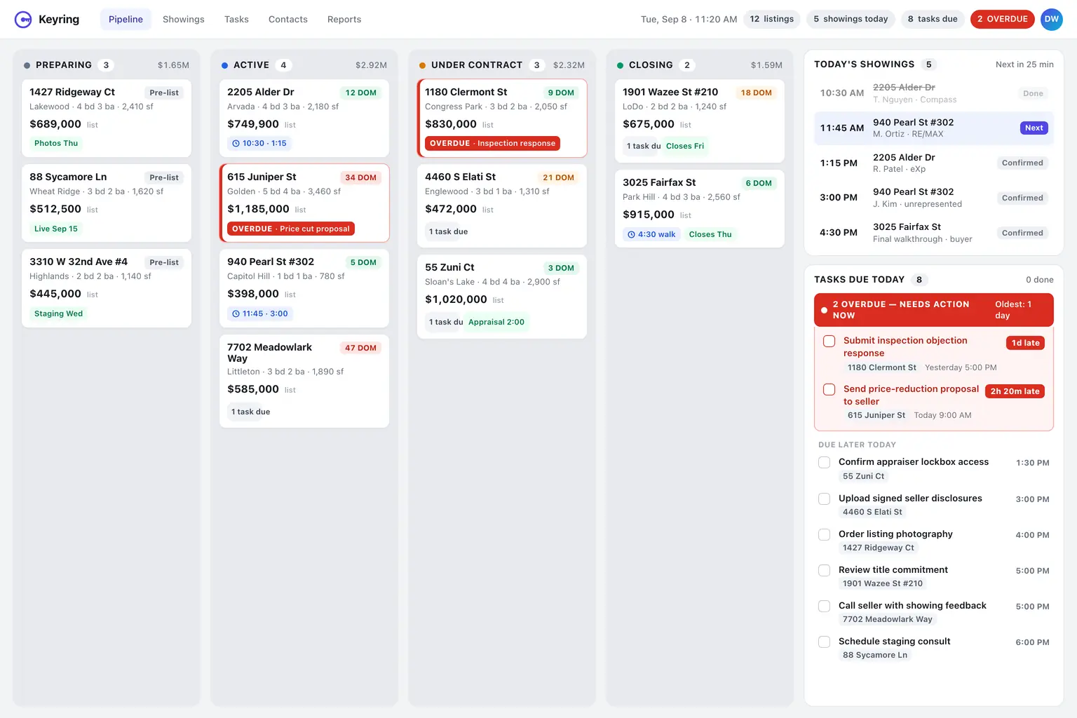 The coding agent’s own answer to the Keyring - listing pipeline for residential agents, screen prompt.